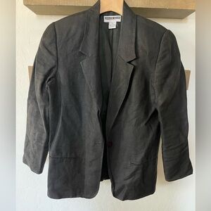 Jennifer Moore|Black Linen Blazer, Wardrobe Essential—Size 6P•••Excellent